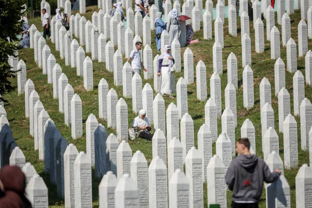 Bosnia and Herzegovina, the Srebrenica massacre, a memorial service at the Potocari cemetery
