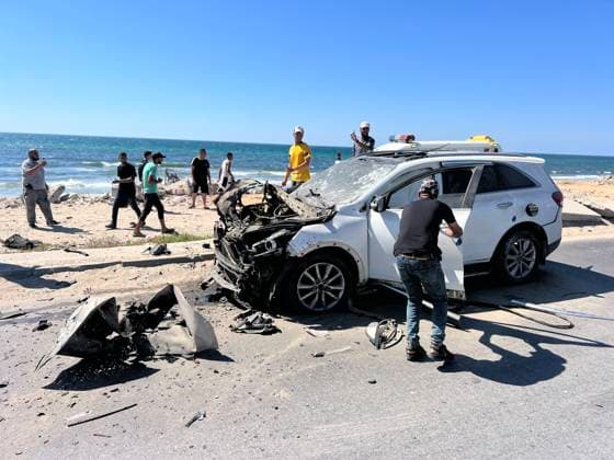 Middle East conflict, Gaza, Israeli attack on a vehicle in Nuseirat