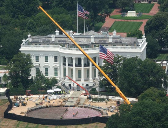 USA, construction work on the White House helipad in Washington