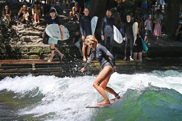 Bavaria, the Eisbach wave in Munich