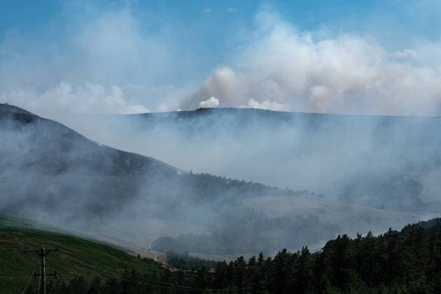 United Kingdom, ground fire at the Dovestone Reservoir