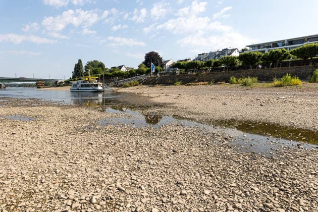 North Rhine-Westphalia: Low water levels in the Rhine near Bonn