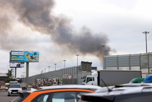 Russia, Fire in a residential area in Mytishchi