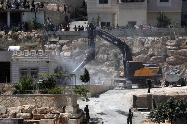 Middle East conflict, West Bank: Demolition of a Palestinian house in Deirat, east of Jatta near Hebron, by Israeli forces