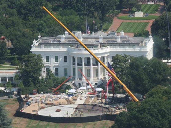 USA, construction work on the White House helipad in Washington