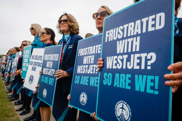 Canada: WestJet cabin crew hold a day of action in Calgary