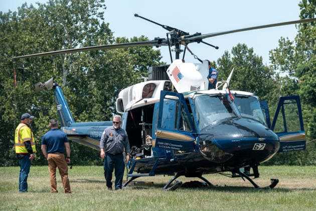 USA, work being carried out on a US Air Force helicopter in Washington
