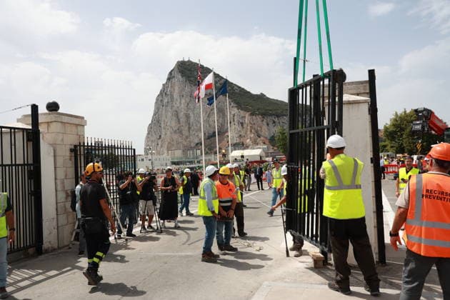 Border controls between Spain and Gibraltar have been lifted; the border fence has been dismantled