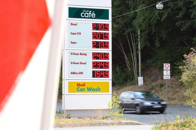 North Rhine-Westphalia, price board at a petrol station in Siegen