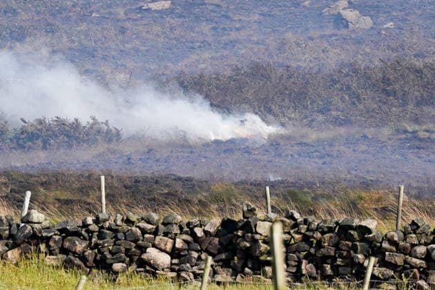 United Kingdom, moor fire in Derbyshire