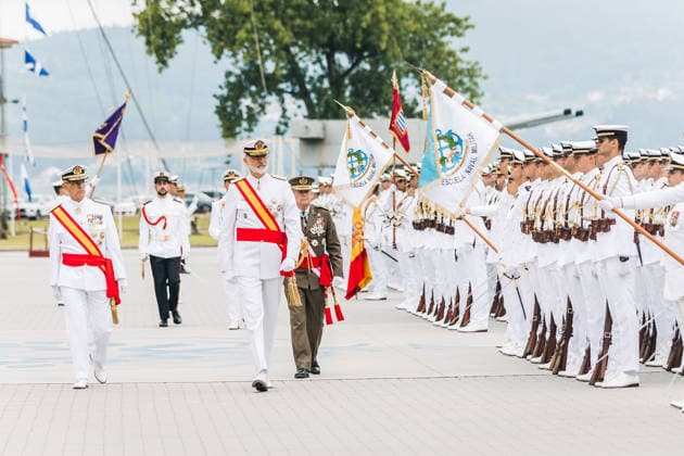 Royals: King Felipe of Spain attends the swearing-in ceremony for new naval officers in Marin