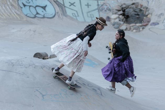 La Paz, Cholita skaters, indigenous women from Bolivia
