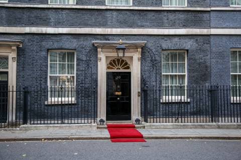 London, Red carpet in front of 10 Downing Street