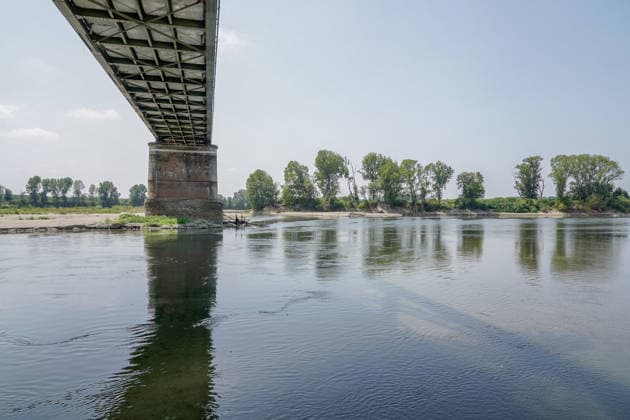 Italy, the dry riverbed of the Po