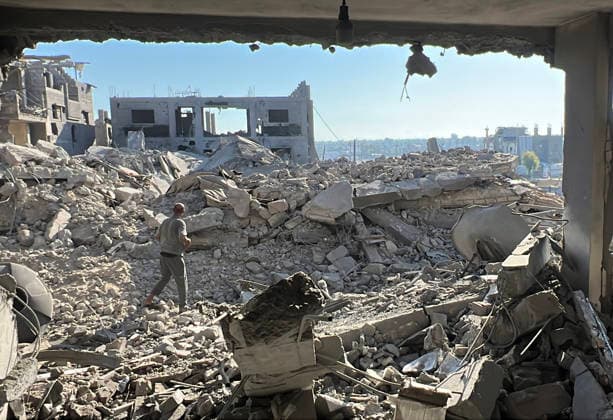 Middle East conflict, Gaza, damage following Israeli military strike in Dair El-Balah
