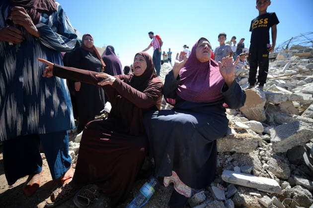 Middle East conflict: Palestinians in Beit Awwa following the destruction of their homes by Israeli forces
