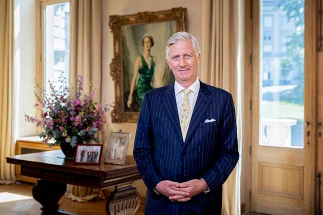 King Philippe of Belgium delivers a speech to mark National Day