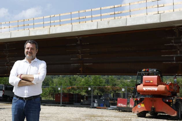 Italy: Matteo Salvini visits the construction site for the A4–Valtrompia motorway link