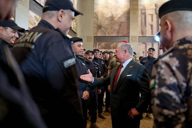 Jordan: King Abdullah II of Jordan meets members of the International Search and Rescue Team
