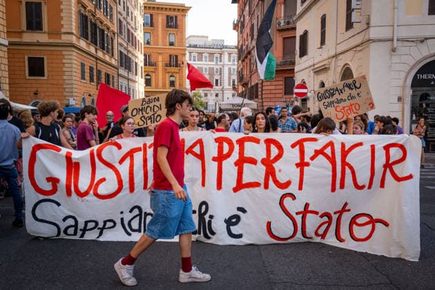 Italy: Protests against police violence following the death of Abderrahim Fakir in Rome