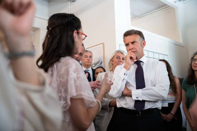 France: Emmanuel Macron visits a childcare centre in Paris