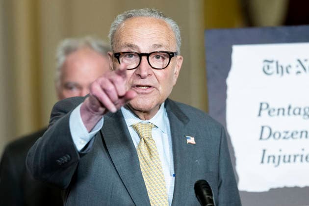USA: Chuck Schumer at a press conference at the US Capitol in Washington