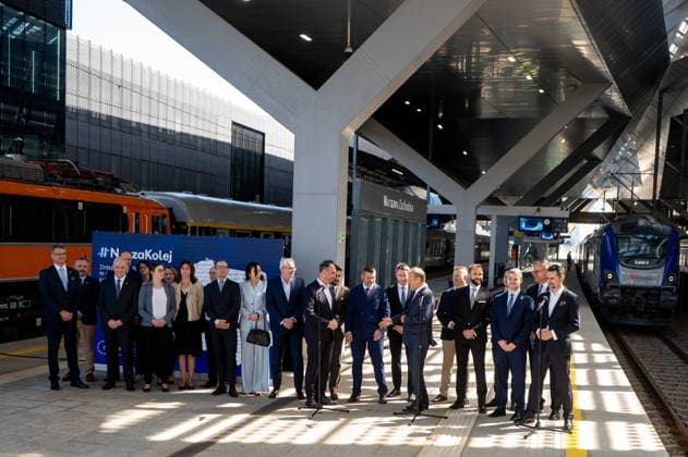 Poland, press conference at Warszawa Zachodnia station in Warsaw