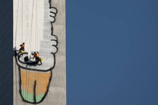 Arts, Australia, Pam-the-Bird graffiti: Clean-up at Bolte Bridge in Melbourne