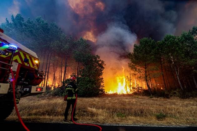 France, wildfires on the Cap Ferret peninsula in Gironde