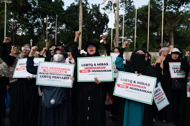 Indonesia, anti-LGBTQ protest in Bogor, West Java