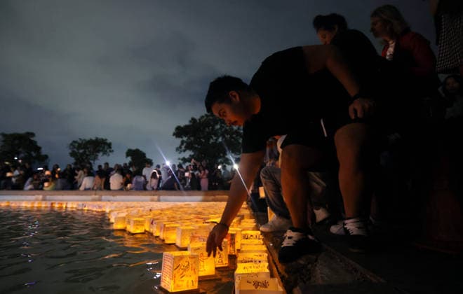 Brazil, Water Lantern Festival at the Museum of Tomorrow in Rio de Janeiro