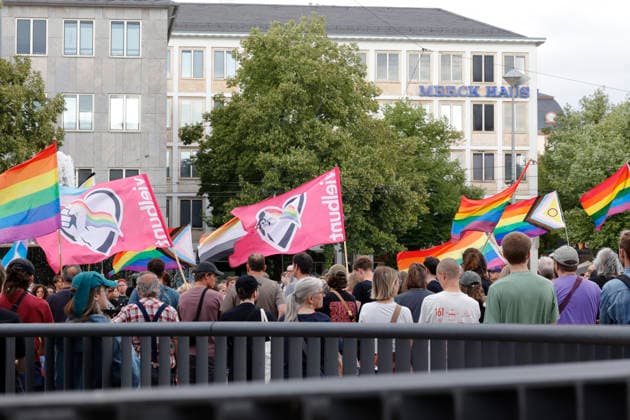 Berlin, attack on Christopher Street Day, vigil in Darmstadt