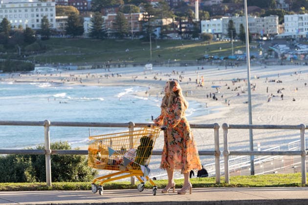 Celebrity: Jennifer Coolidge at a photoshoot on Bondi Beach in Sydney