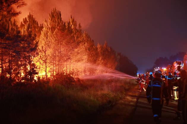France: Forest fires in the south-east of the country