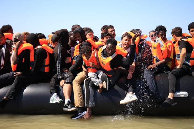 France: Migrants crossing the English Channel from Hardelot-Plage