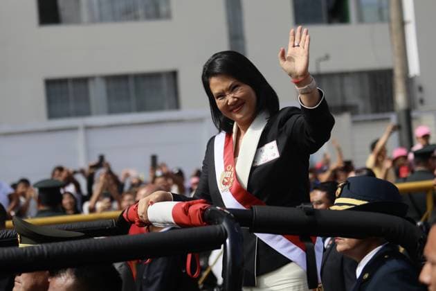 Peru: Keiko Fujimori at her first official ceremony as President in Lima