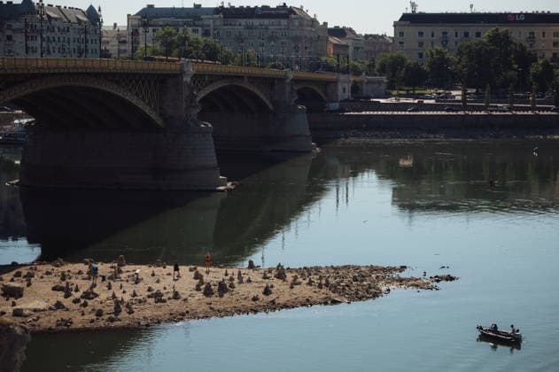 Hungary, low water levels on the Danube