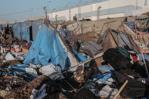 Middle East conflict, Gaza, Israeli air strike on a medical supplies depot in Gaza City