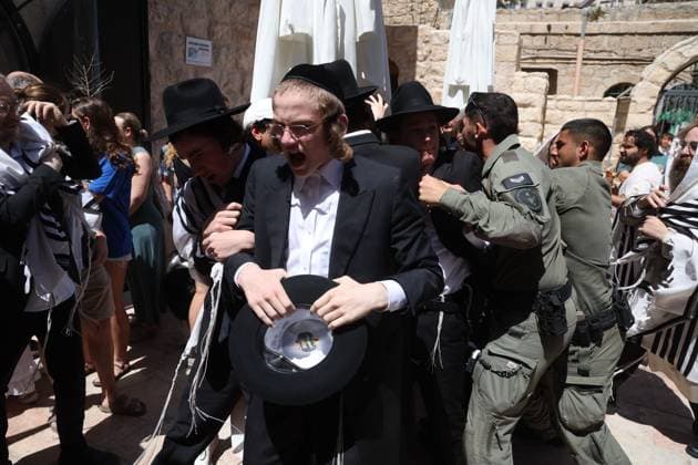 Israel: Ultra-Orthodox Jews protest against the opening of a café in Jerusalem
