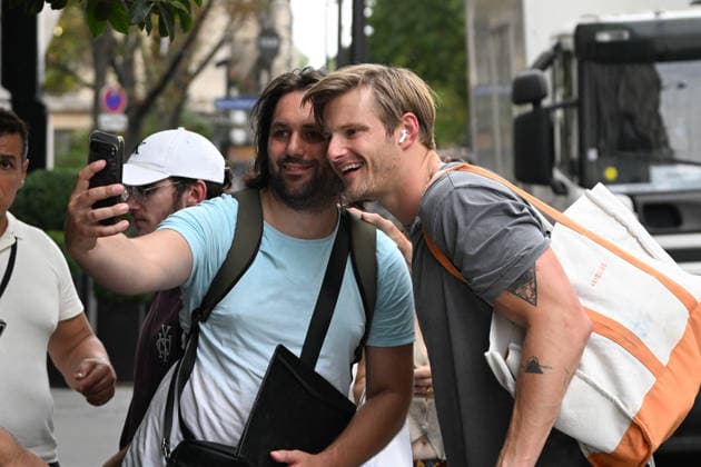 Celebrity: Alexander Ludwig arrives at the Mandarin Oriental Hotel in Paris
