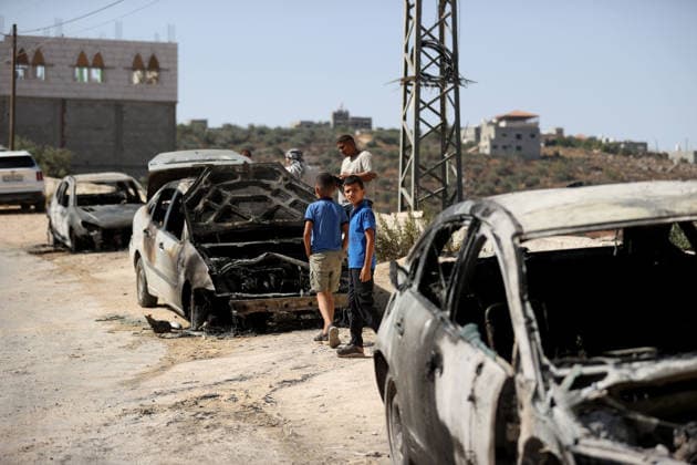 Middle East conflict, West Bank, destruction caused by Israeli settlers near Nablus