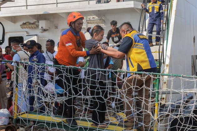 Indonesia: Passengers evacuated from a ferry following a fire near Surabaya