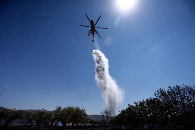 Greece, forest fire near Koropi