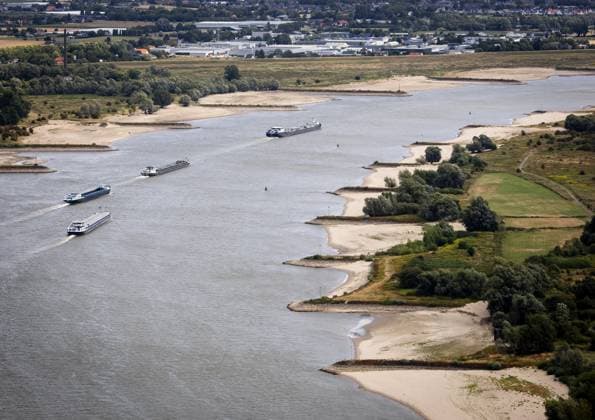The Netherlands: the Rhine is at a low water level