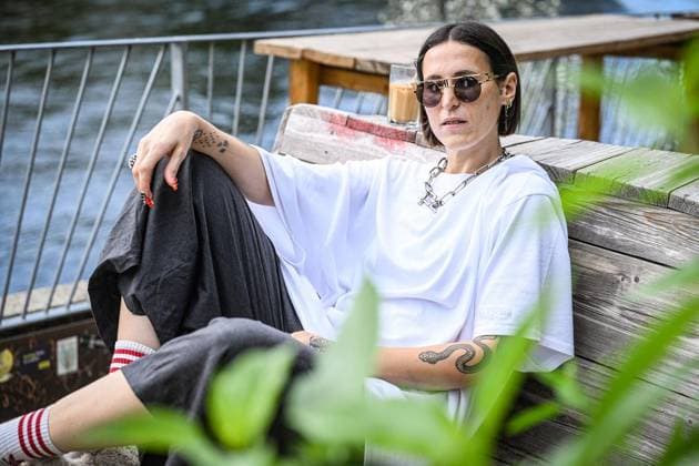 Celebrity, photo shoot with singer Mine in Berlin