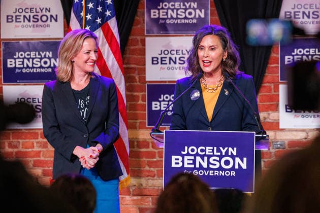 USA, Senate elections, campaign rally featuring Gretchen Whitmer and Jocelyn Benson in Lansing, Michigan