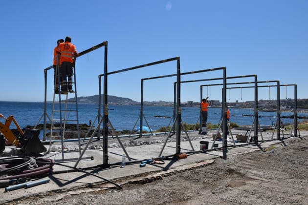 Spain, migrants in Ceuta, construction of sanitation facilities