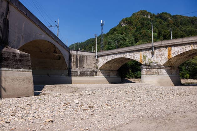 Slovenia: Low water levels on the Savinja and Sava rivers near Zidani Most