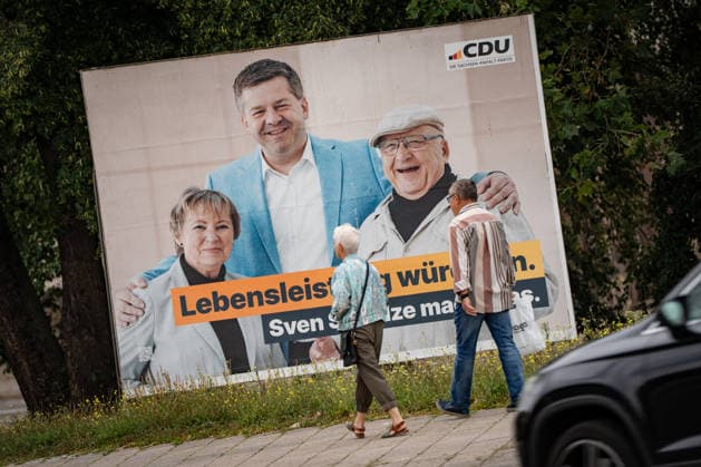 Saxony-Anhalt, election posters for the state election in Magdeburg