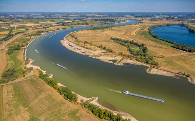 North Rhine-Westphalia, Low Water Levels on the Rhine – Aerial Photographs